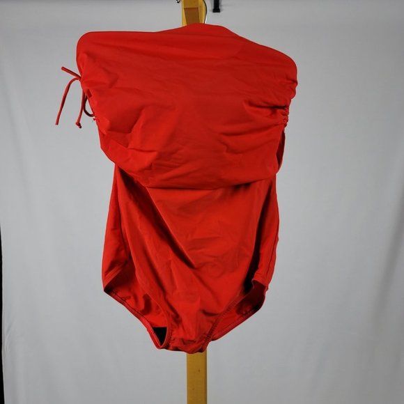 Tropiculture cherry red rouched sides plus size swim shealth swimdress - Picture 4 of 6